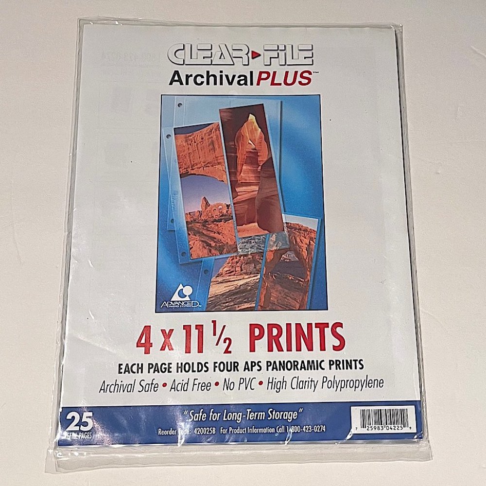23 Clear File Archival Plus 4x11-1/2 Print (Panoramic) Pages